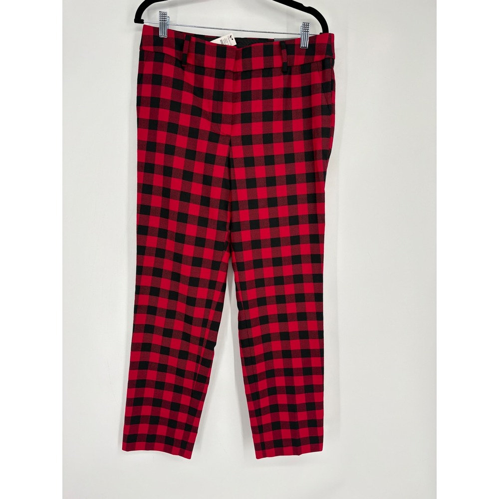 Talbots Pants Women 8 Red Buffalo Plaid Hampshire Ankle Pant Straight Leg Wool